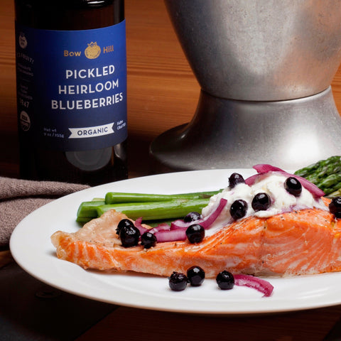 Salmon with Pickled Blueberries – Bow Hill Blueberries