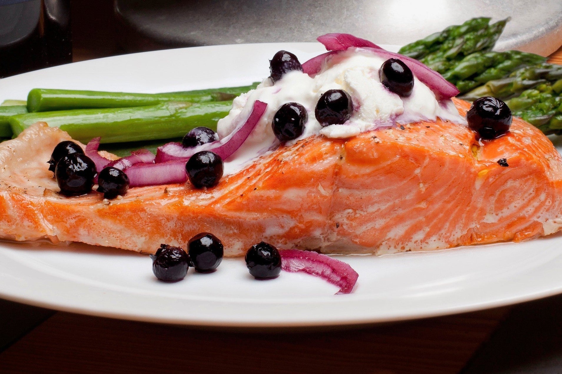 Salmon with Pickled Blueberries
