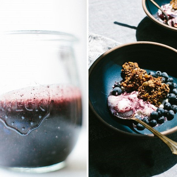 Blueberry Yogurt Bowl with Seedy Granola Crisps